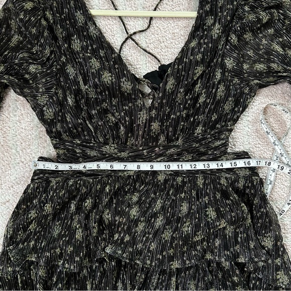 NWT ASTR The Label Black Floral Long Sleeve Maxi Dress Tiered Ruffle Low Back XL - Picture 8 of 14